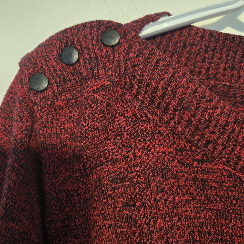 Dressbarn Burgundy Knit Women's Sweater with Button Accent Shoulders- Size 1X‎ - Picture 3 of 7